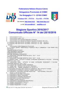Stagione Sportiva 2016/2017 Comunicato Ufficiale N