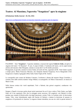 Teatro: Al Massimo, l`operetta "Scugnizza"