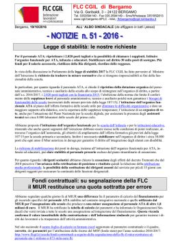 FLC CGIL di Bergamo Legge di stabilità: le nostre richieste Fondi