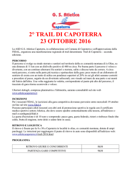 Programma provvisorio Trail di Capoterra 2016