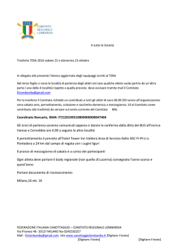 Avviso e indicazioni utili - FIC – Comitato Regionale Lombardia
