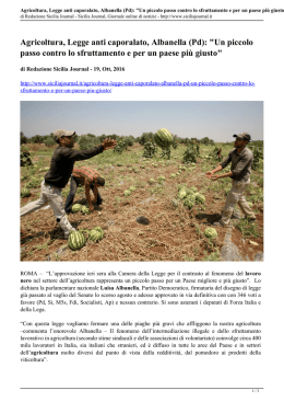 Agricoltura, Legge anti caporalato, Albanella (Pd)