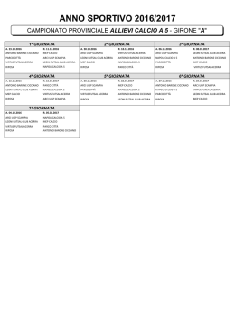 CALENDARIO ALLIEVI CALCIO A 5 - A