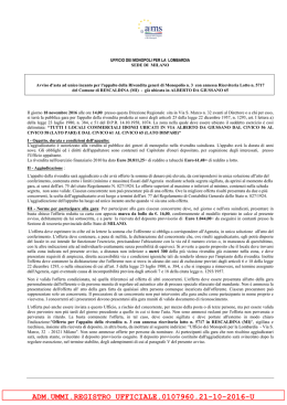 Avviso di asta ad unico incanto per il conferimento della rivendita n