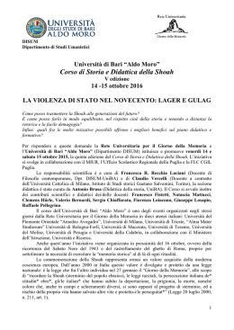Corso di Storia e Didattica della Shoah