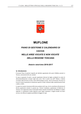 Piano di gestione e Calendario di caccia per il Muflone