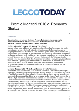 Premio Manzoni 2016 al Romanzo Storico