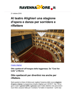 Al teatro Alighieri una stagione d`opera e danza per