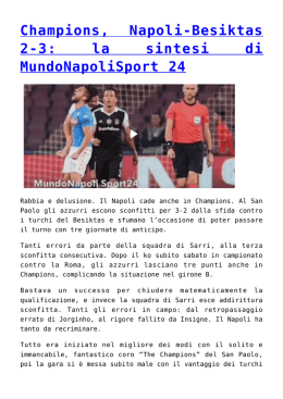 Champions, Napoli-Besiktas 2-3
