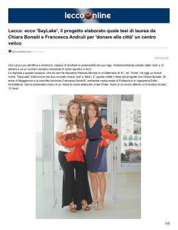 Lecco: ecco `SayLake`, il progetto elaborato quale tesi di laurea da