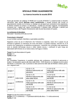 . Mu *Se SPECIALE PRIMO QUADRIMESTRE La ricerca incontra la