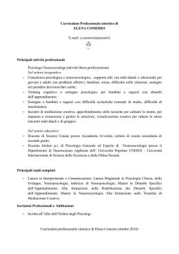 Curriculum Professionale sintetico di ELENA COMERIO E.mail: e