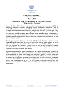 Urge cambio di passo - Confindustria Basilicata