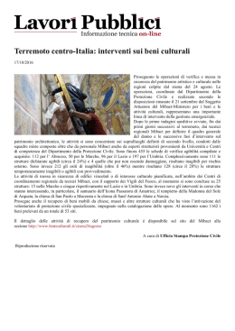 Terremoto centro-Italia: interventi sui beni culturali