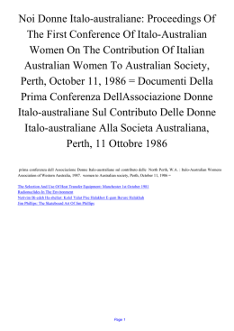 Noi Donne Italo-australiane: Proceedings Of The First Conference