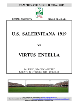 U.S. SALERNITANA 1919 vs VIRTUS ENTELLA