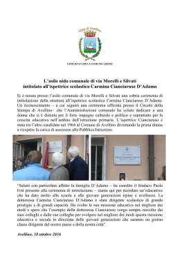 L`asilo nido comunale di via Morelli e Silvati intitolato all`ispettrice