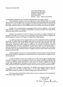 leggi tutto - Arcidiocesi di Messina Lipari S. Lucia del Mela