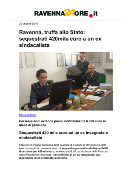Ravenna, truffa allo Stato: sequestrati 420mila euro