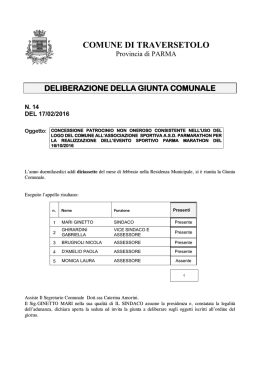 Delibera di Giunta Comunale n. 14 del 17/02/2016