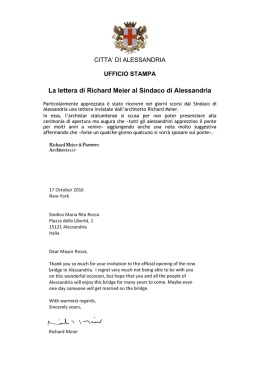 La lettera di Richard Meier al Sindaco di Alessandria