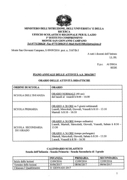Piano delle attivit&agrave; a.s. 2016-2017