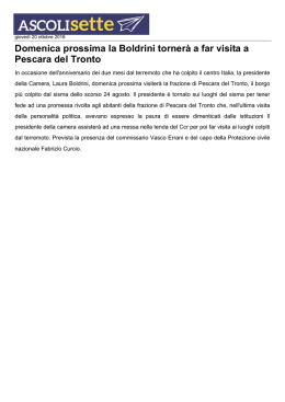 Domenica prossima la Boldrini tornerà a far visita a Pescara del Tronto