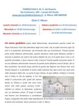Orari S. Messe - Parrocchia di Centenaro e Castel Venzago