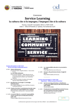 Service Learning – la cultura che si fa impegno, l`impegno che si fa