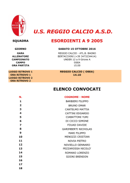 elenco convocati - US Reggio Calcio ASD