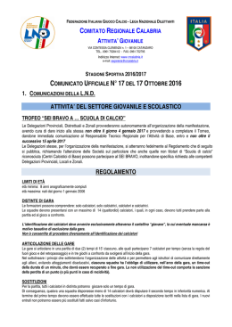 Comunicato Ufficiale n. 17 del 17 Ottobre 2016