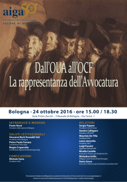 Bologna • 24 ottobre 2016 • ore 15.00 / 18.30