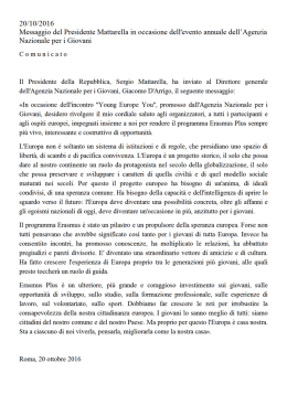 Messaggio del Presidente Mattarella in occasione dell`evento