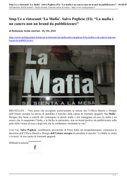 Stop Ue a ristoranti `La Mafia`. Salvo Pogliese (Fi)