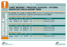 vittoria modifiche circolazione treni dal 18 al 31 ottobre