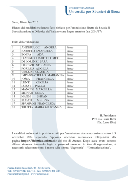 Siena, 18 ottobre 2016 Elenco dei candidati che hanno fatto