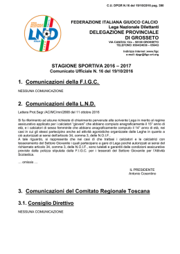 1. Comunicazioni della F.I.G.C. 2. Comunicazioni della L.N.D. 3