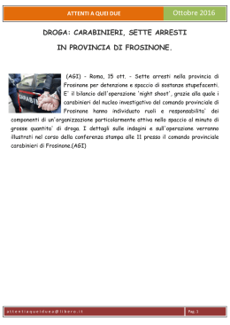 droga: carabinieri, sette arresti in provincia di frosinone.