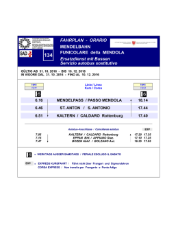 ORARIO MENDELBAHN FUNICOLARE della MENDOLA