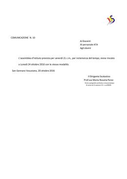 comunicazione n. 10 ASSEMBLEA rinviata