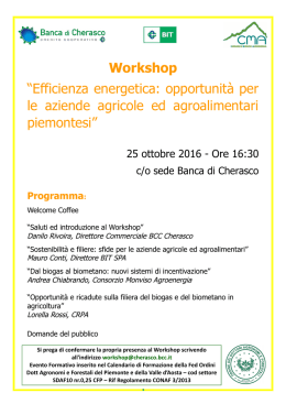 Workshop - Federazione regionale degli Ordini dei dottori agronomi