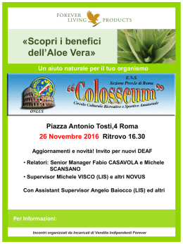 Un aiuto naturale per il tuo organismo Roma, 26 Novembre 2016