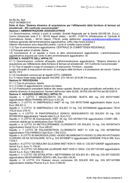 1 So.Re.Sa. SpA PI/CF 04786681215 Esito di Gara &ldquo;Sistema