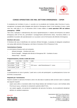 Lettera informativa OPEM &ndash; Programma &ndash; Iscrizione