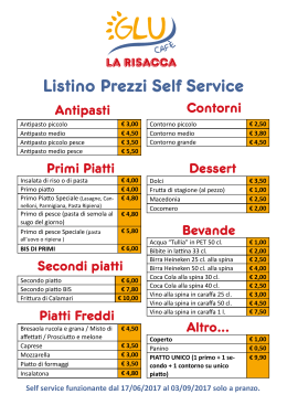 Listino Prezzi Self Service