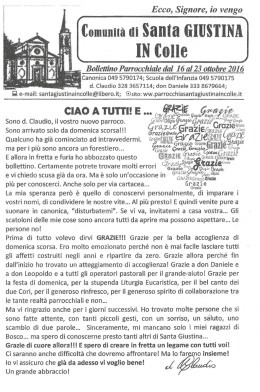 Domenica 16 ottobre 2016 - Parrocchia di Santa Giustina in Colle