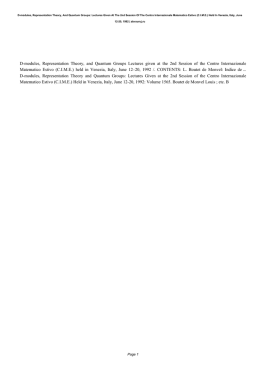 Lectures Given At The 2nd Session Of The Centro Internazionale