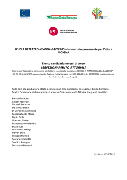perfezionamento attoriale - Emilia Romagna Teatro Fondazione