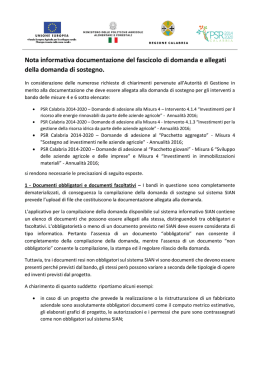Nota informativa - PSR Calabria 2014/2020