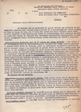 lettera indirizzata al Ministero dell`Interno